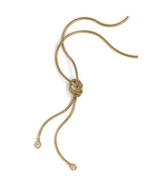 Jose Hess Love Knot Diamond Necklace 18Karat Yellow Gold 2 Diamonds 0.14cts TW